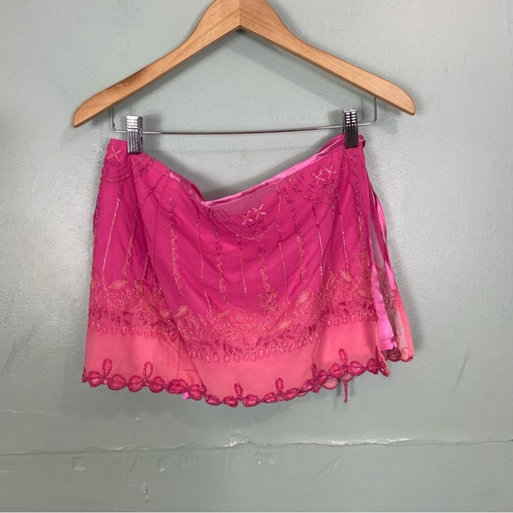 Free People Pink Embroidered Wrap Skort - Picture 2 of 12